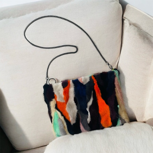 Real Mink Fur Crossbody Bag Rainbow Color - Picture 5 of 15